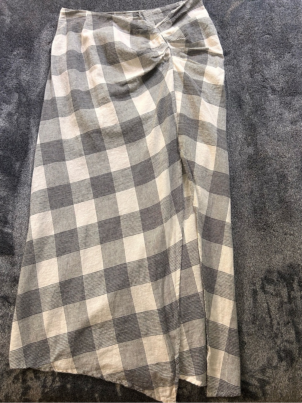 High-Waist Black & White Check Midi Skirt